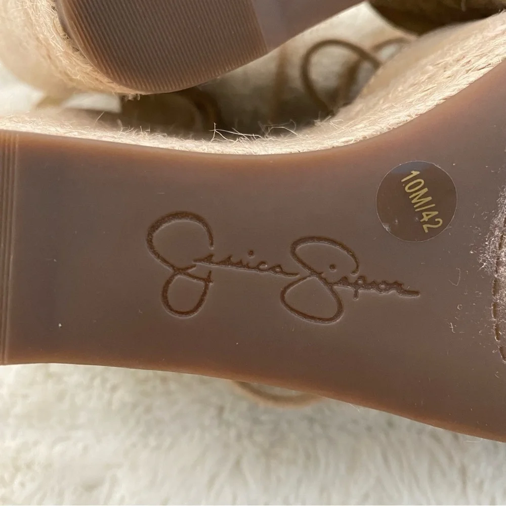 Jessica Simpson Cream Lace-Up Platform Wedge Espadrilles New Size 10